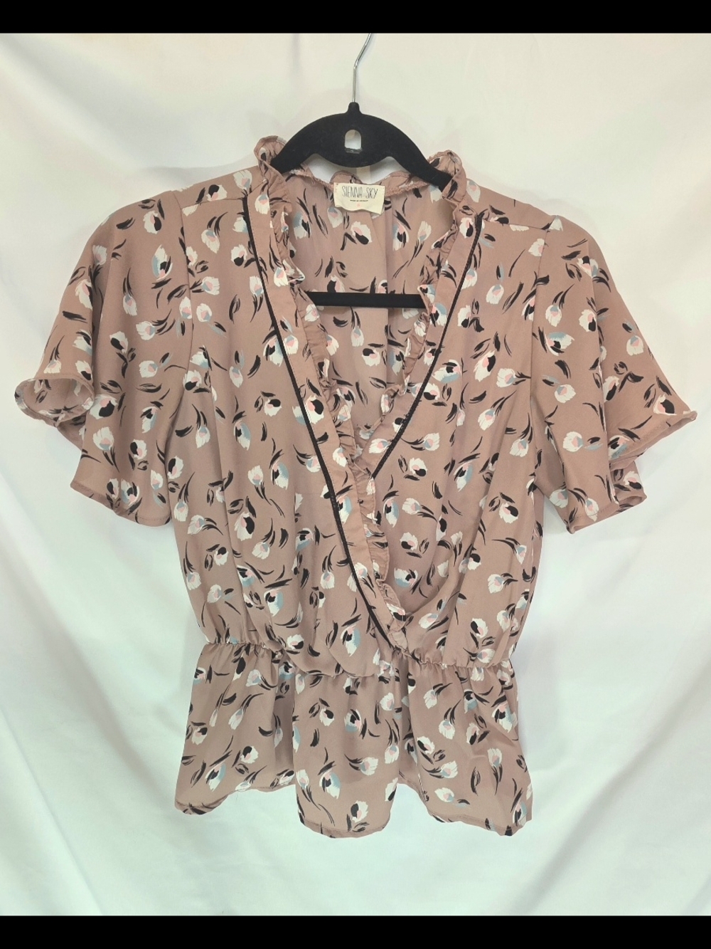 Sienna Sky Cottagecore Peplum Girlhoodcore Floral Ruffle Blouse Pink Size S